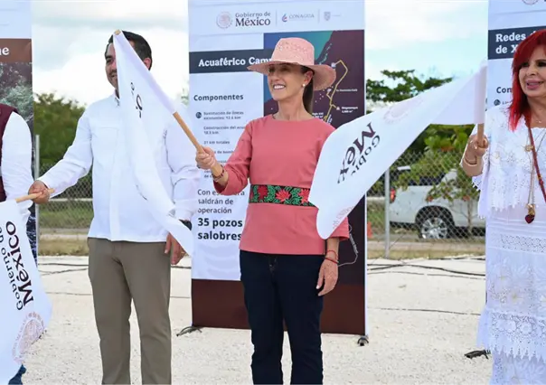 Claudia Sheinbaum da banderazo al acuaférico en Campeche; abastecerá a más de 250 mil habitantes
