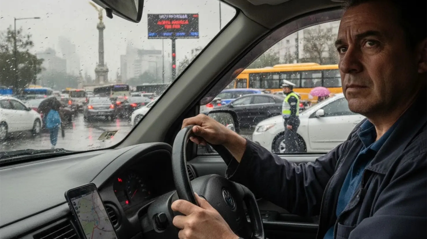 Conductor preocupado en CDMX. Foto: IA | Canva
