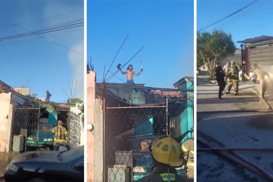 Hombre en Saltillo incendia su casa y lanza machetazos; policías acuden para neutralizarlo