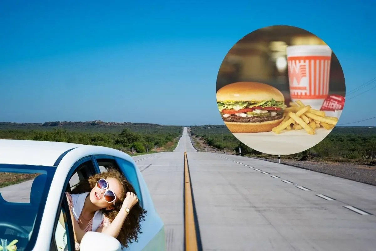 La carretera La Gloria-Colombia te lleva de manera rápida, segura y gratuita, a los mejores restaurantes de hamburguesas en Texas, Estados Unidos. Foto: Facebook Gobierno de Nuevo León / Facebook Whataburger / Canva