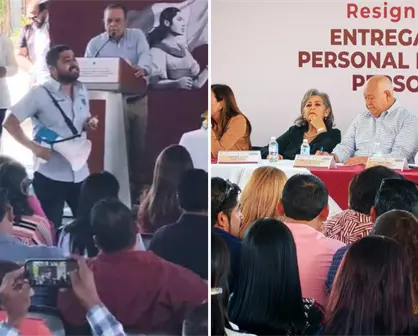 VIDEO | Protesta irrumpe entrega de 500 plazas en BCS: así fue el momento de tensión