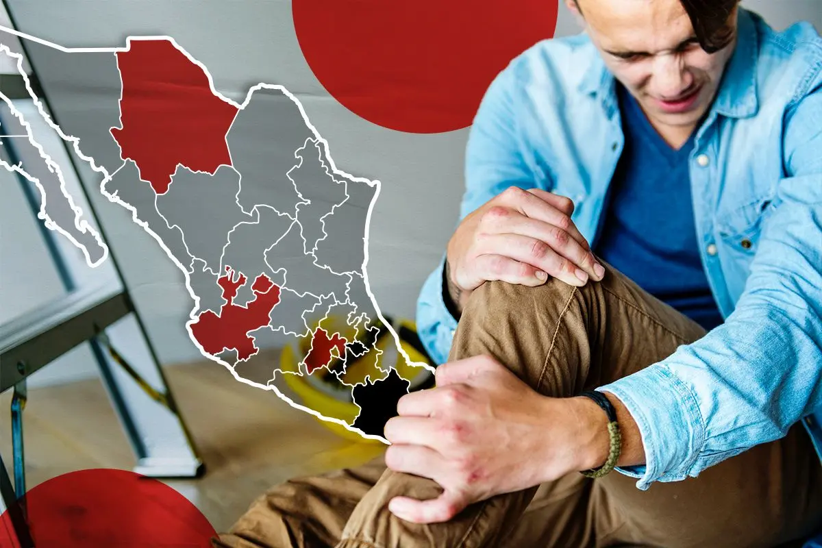 Mapa de México y persona doliéndose de una pierna. Foto: Sheila Gutiérrez