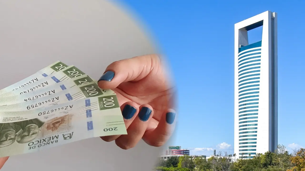 Torre Administrativa de Nuevo León y dinero. Foto: Canva