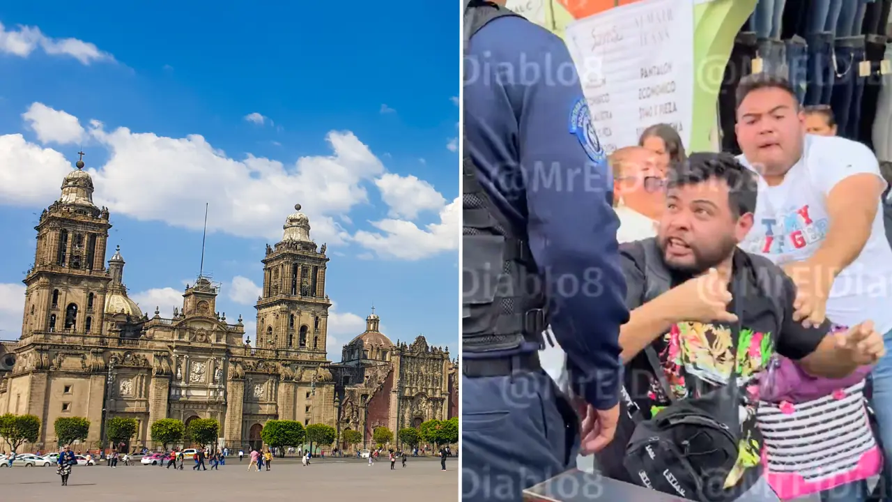 Centro Histórico de la CDMX. Screenshot del vídeo del usuario @MrElDiablo8 | X | Canva