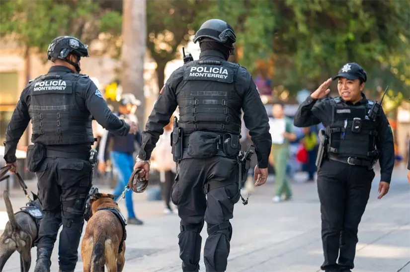 Policías en Monterrey. Foto: Gobierno de Monterrey.
