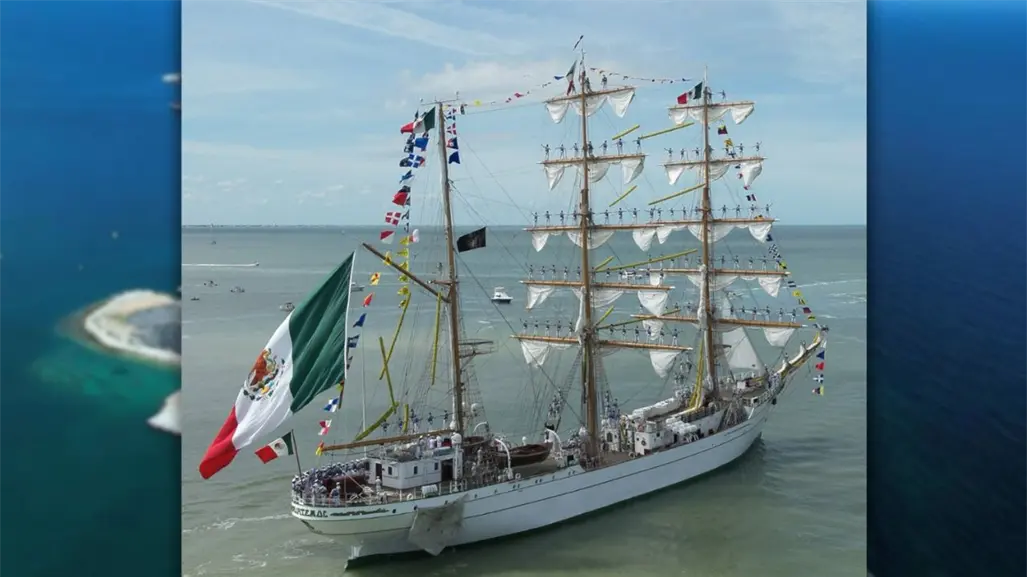 Buque Escuela Cuauhtémoc se despide del las aguas de Yucatán
