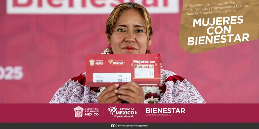 imagen recuadro Mujeres mexiquenses reciben apoyo del gobierno. Foto: X @BienestarEdoMx