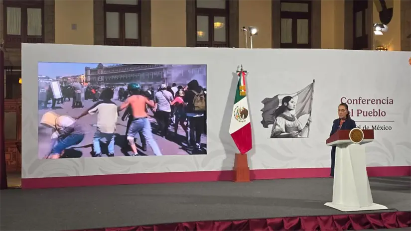 imagen recuadro Claudia Sheinbaum en conferencia. Foto: Mario Flores