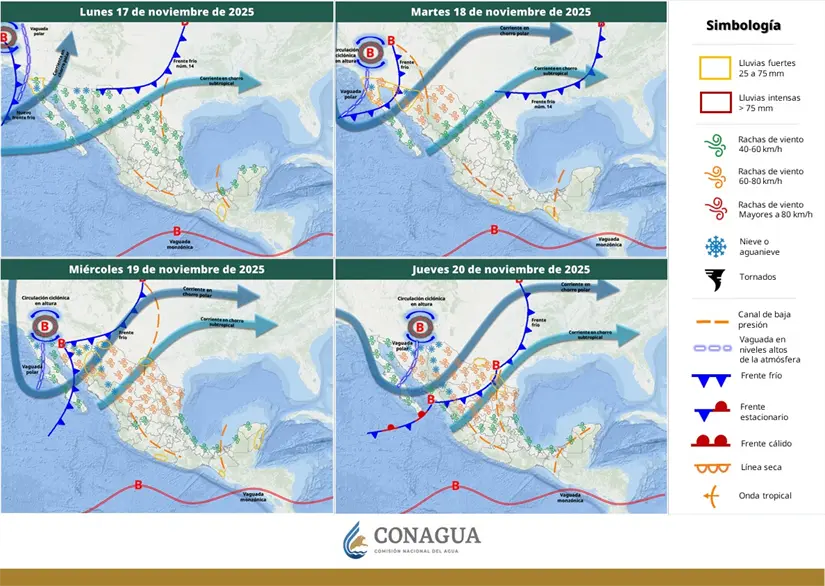 imagen recuadro Clima para la CDMX. Foto: X @conagua_clima