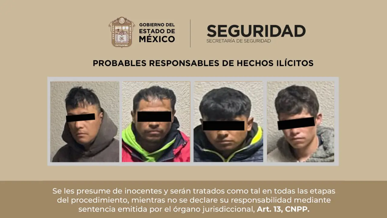 Detenidos por presunta relación en delitos en Edomex. | Foto: SSEM
