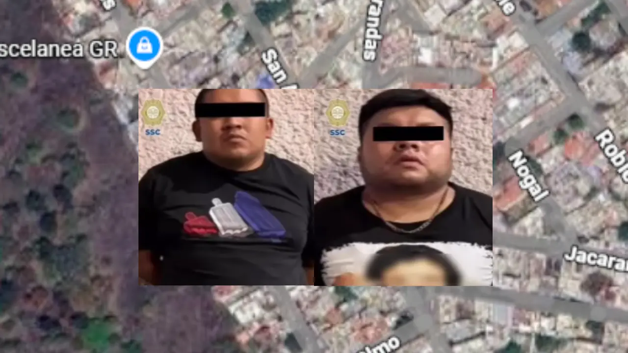 Presuntos culpables detenidos por asesinar a balazos a un hombre en Tlalpan. Colonia Bosque de Tepeximilpa| Secretaría de Seguridad Ciudadana de la Ciudad de México | Canva Pro