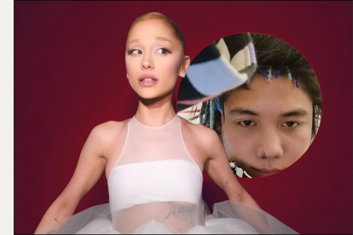 Ariana Grande fue acosada por el influencer Johnson Wen, durante la alfombra amarilla de Wicked: Por Siempre. FOTO: CANVA/IG: @arianagrande/@pyjamann
