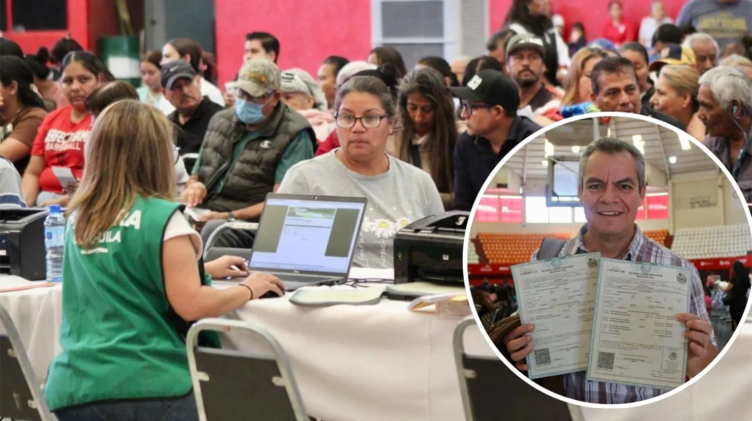 Imagen de una brigada del Registro Civil en el Auditorio Municipal en Torreón. (Fotografía: DIF Torreón)