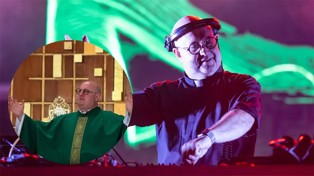 Padre Ghuilherme da misa en Puebla y por la noche toca como DJ en Dreamfields 2025