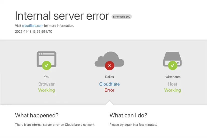 Fallo en conexión de Cloudfare. Captura de pantalla