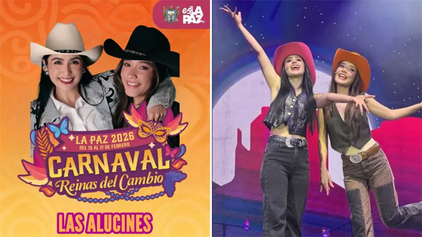 Imagen difundida en redes sociales sobre supuesta cartelera del Carnaval La Paz 2026. Foto: Banda Tops / Facebook | Las Alucines / Facebook