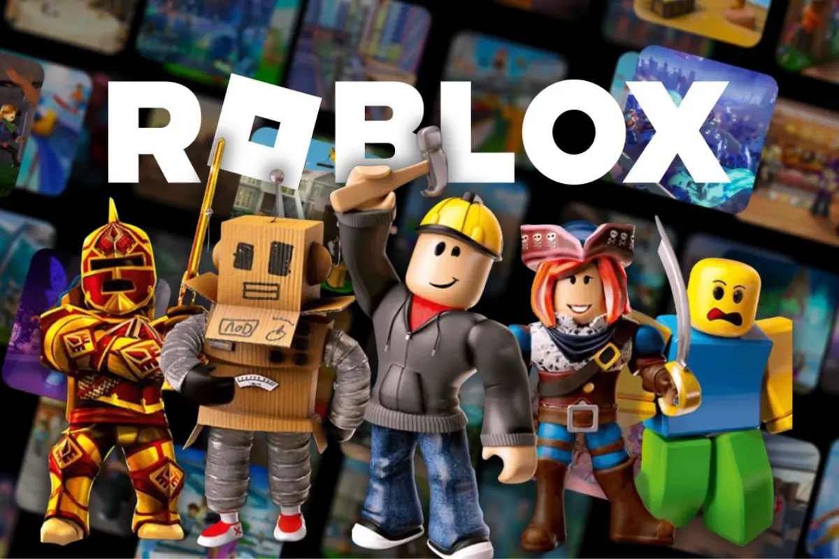 Avatares de Roblox personalizados sobre un póster del juego (Foto: IG @roblox / Canva)