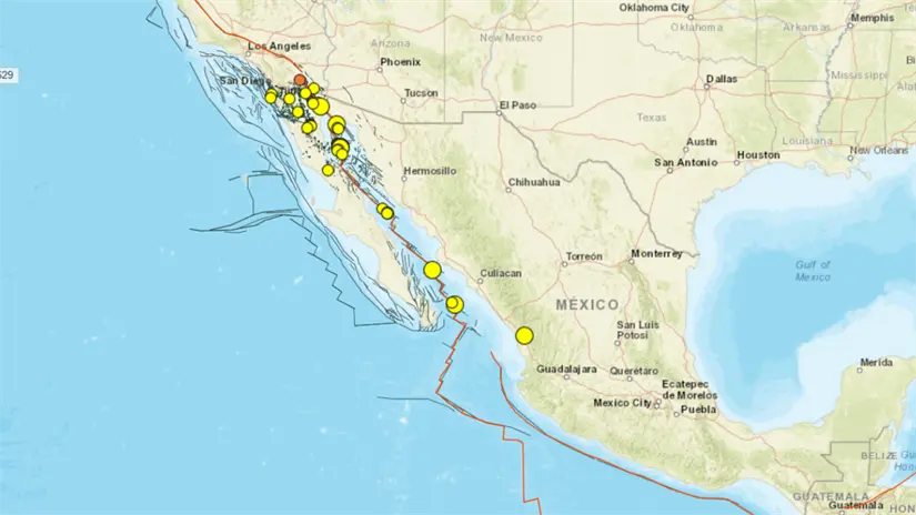 Mapa de sismos de los últimos 3 días. Foto: CICESE