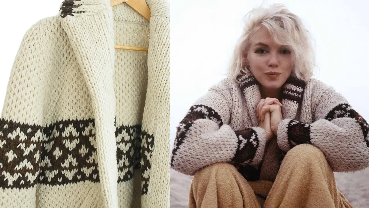 Marilyn Monroe en la playa de Santa Mónica en 1962. Fabricación y venta de suéter. | Foto: George Barris | Instagram: @ermiticos