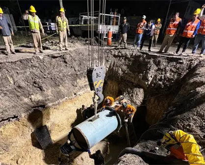 Agua y Drenaje acelera maniobras en Guadalupe y prepara instalación de tubería