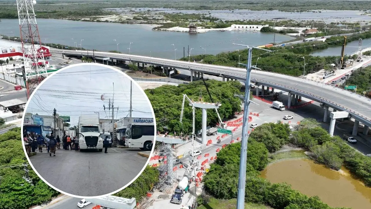 Habitantes instalaron el bloqueo por el paso de los vehículos pesados Foto: Captura de pantalla | Canva