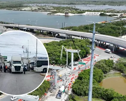 Vecinos bloquean calles en Progreso para exigir la apertura del viaducto elevado