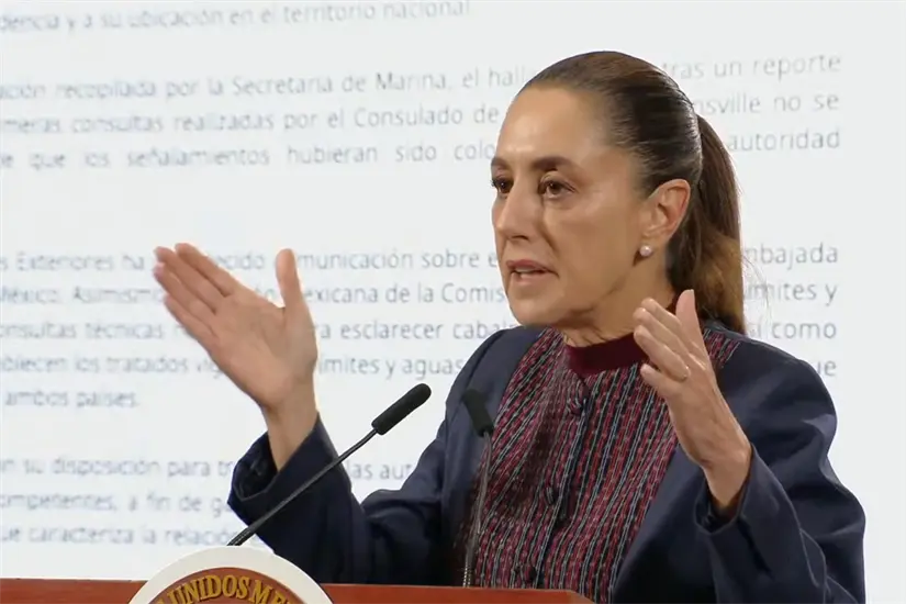 La presidenta de México, Claudia Sheinbaum Pardo habló sobre la colocación de los letreros por parte de Estados Unidos en una playa mexicana. Foto: Victoria Jiménez