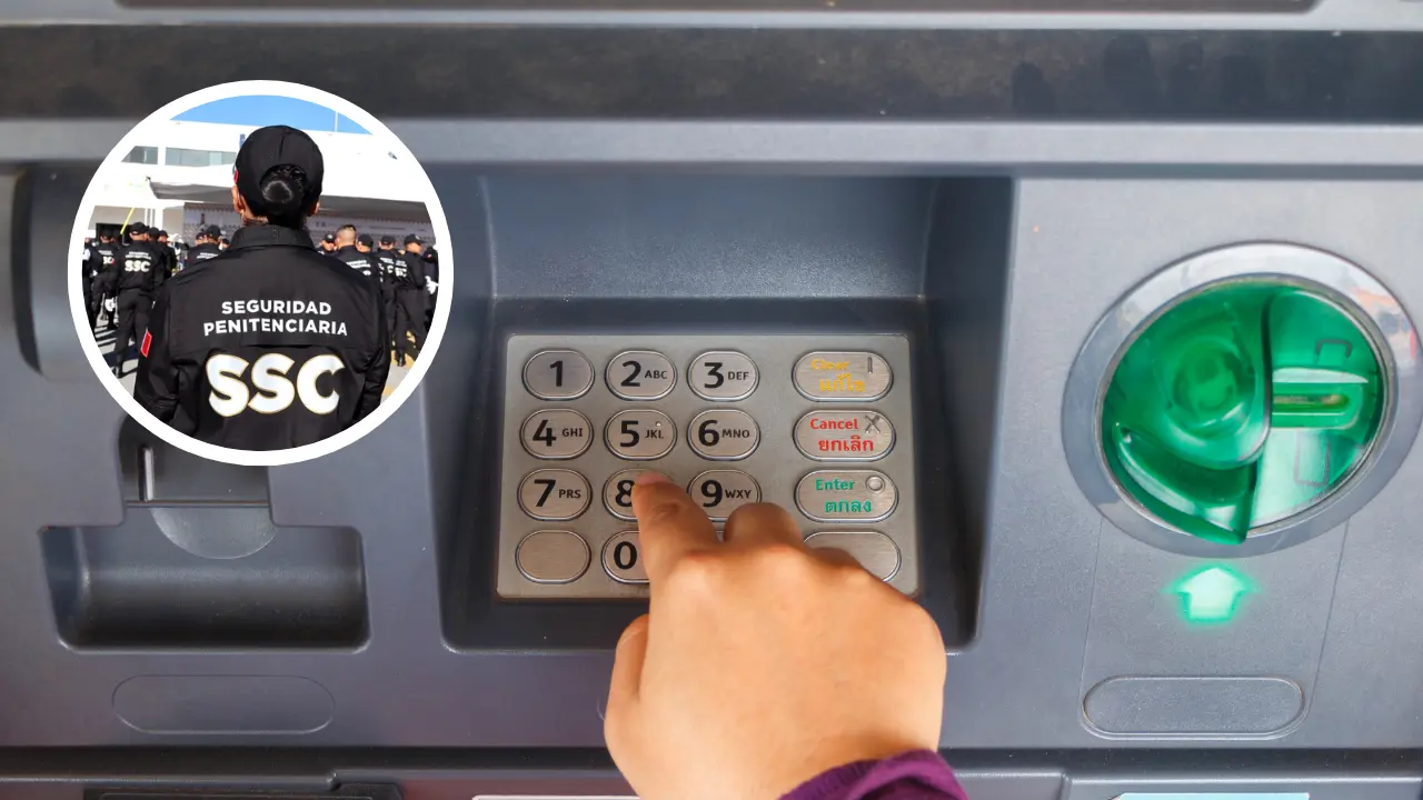 De fondo cajero automático, policía de la CDMX. Foto: Canva | SSC