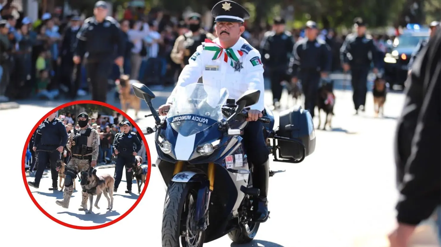 Agente de tránsito en un pasado desfile de la Revolución en Saltillo. (Gobierno de Saltillo)