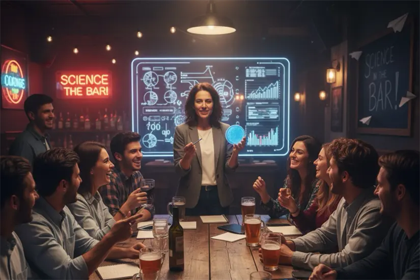 imagen recuadro Ciencia en el Bar busca llegar a entornos cotidianos como bares y espacios culturales, donde el ambiente relajado fomenta la curiosidad. Foto: Gemini IA