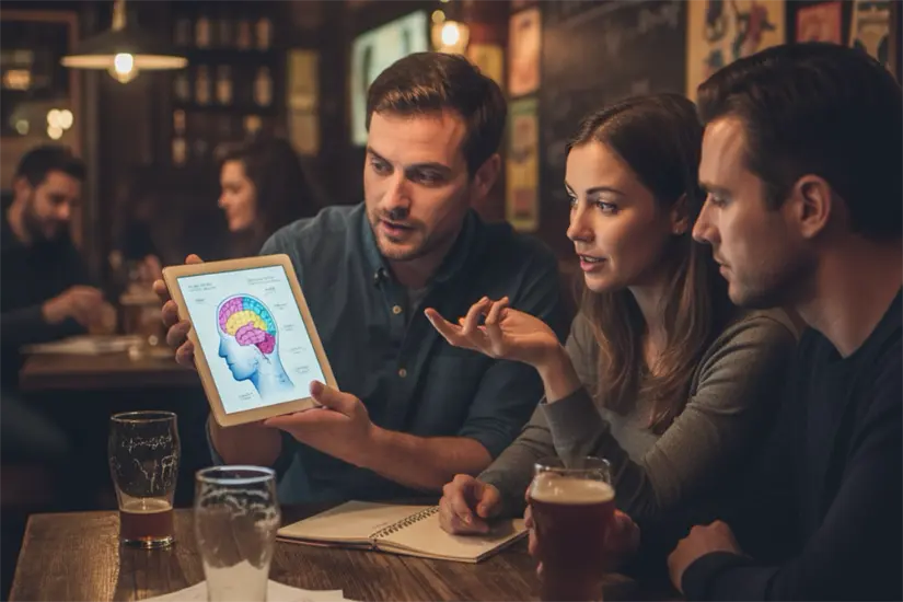 imagen recuadro Ciencia en el Bar es un proyecto concebido para hacer que la ciencia se lleve a todos los rincones de una forma más entendible y relajada .Foto: Gemini IA