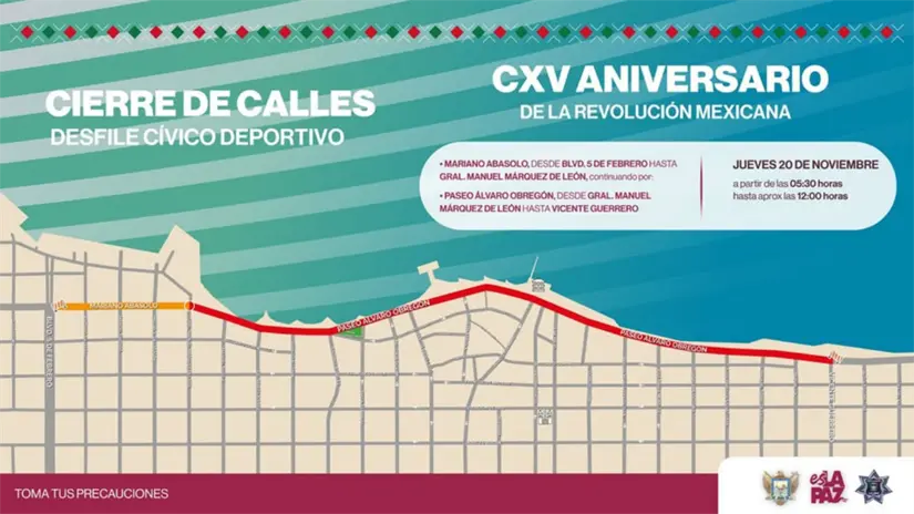 imagen recuadro Este jueves 20 de noviembre, a partir de las 5:30 horas, permanecerá cerrado a la circulación vehicular sobre la calle Mariano Abasolo. Foto: Dirección de Seguridad y Tránsito Municipal de La Paz