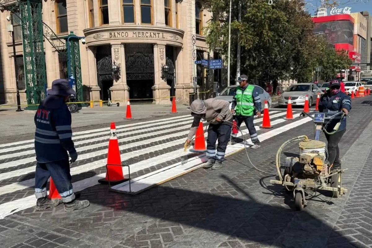 El Centro de Monterrey comienza a transformarse rumbo al Mundial de Fútbol 2026. Foto: Gobierno de Monterrey