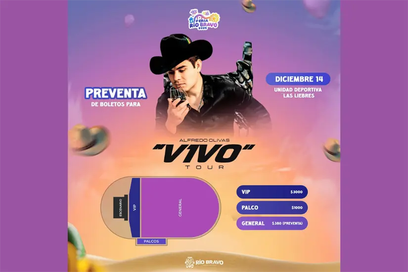 imagen recuadro Alfredo Olivas se presenta el próximo 14 de diciembre | Foto: FB Feria Río Bravo