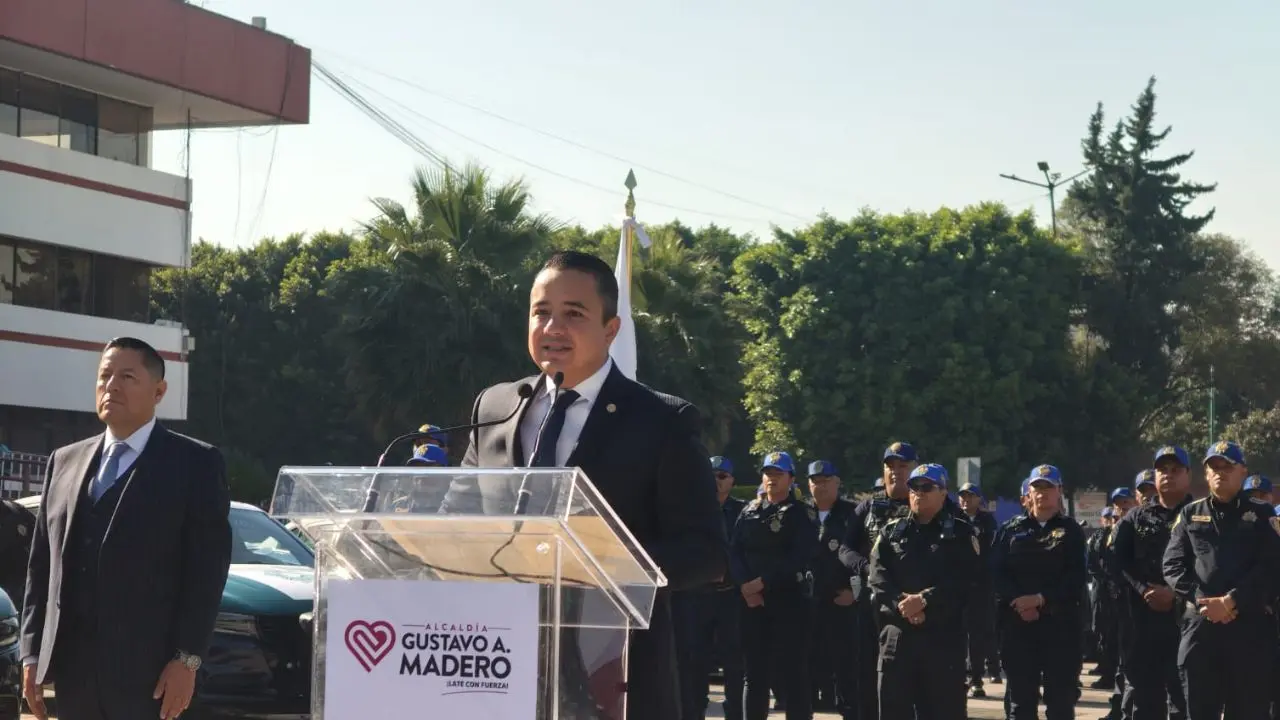 Janecarlo Lozano, alcalde de Gustavo A. Madero durante su primer informe Foto: Laura Ávila.