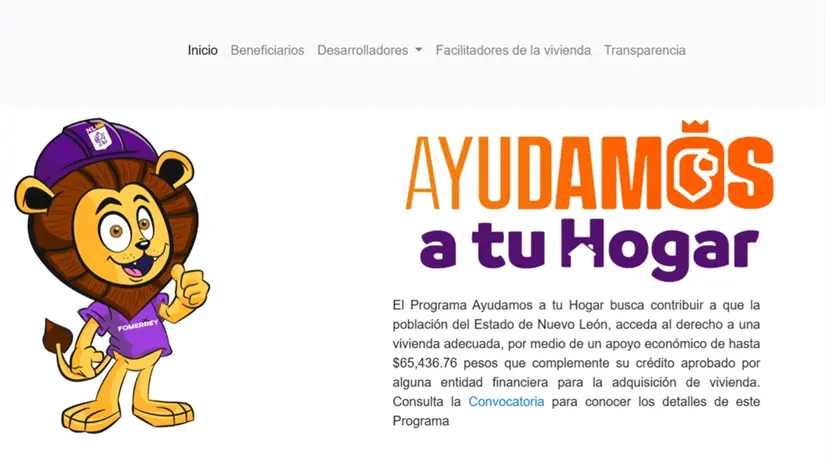 imagen recuadro Programa Ayudamos a Tu Hogar. Foto: Captura de página principal
