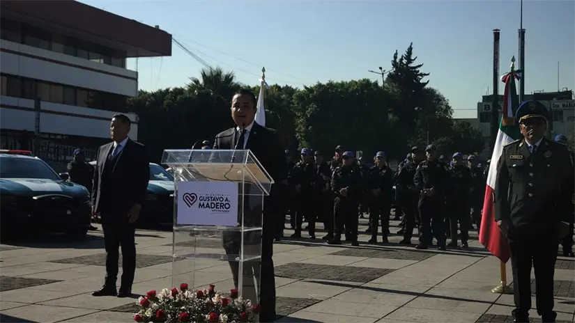 imagen recuadro Janecarlo Lozano, alcalde de Gustavo A. Madero durante su primer informe Foto: Laura Ávila.