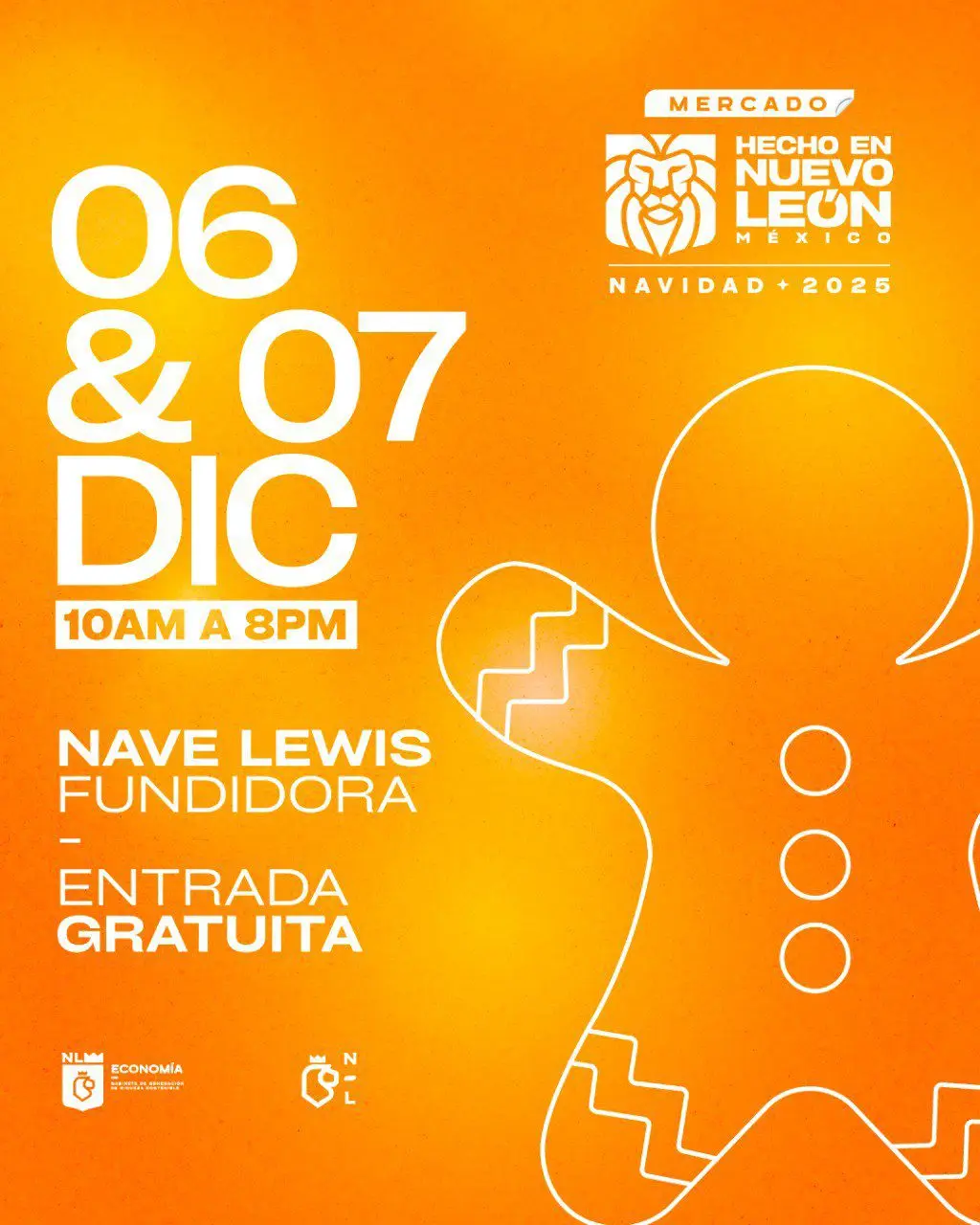 Familias disfrutaran de la edición navideña del Mercado Hecho en Nuevo León Foto: Gobierno de Nuevo León