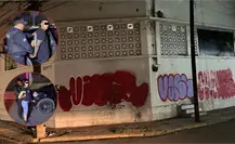 Detienen a pareja por grafitear barda en el centro de Monterrey