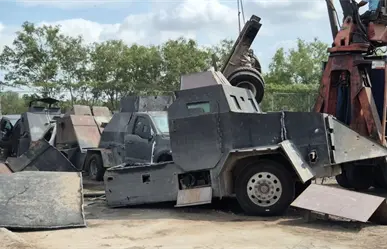 FGR destruye 22 vehículos monstruos usados por crimen organizado en Tamaulipas