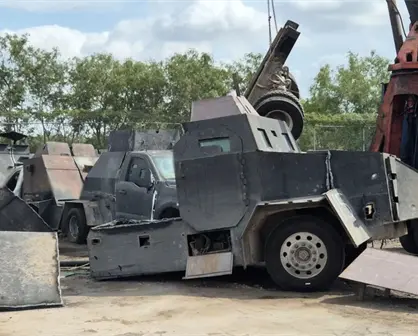 FGR destruye 22 vehículos monstruos usados por crimen organizado en Tamaulipas