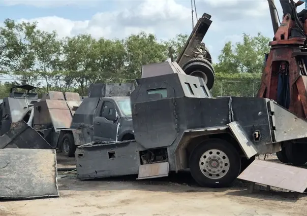 FGR destruye 22 vehículos monstruos usados por crimen organizado en Tamaulipas