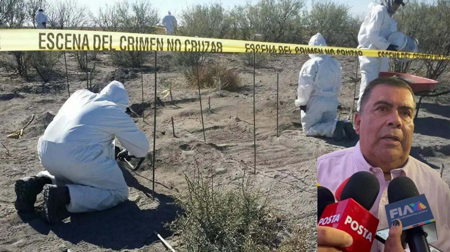 Imagen de forenses en el ejido Patrocinio. José Ángel Herrera, vicefiscal de Personas Desaparecidas de la FGE en Coahuila. (Fotografías: Silvia Ortiz | Leslie Delgado)