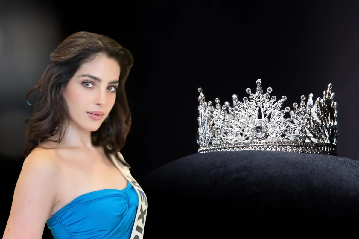 Fátima Bosch junto a una corona de reina de belleza (Foto: IG @fatimaboschfdz / Canva)