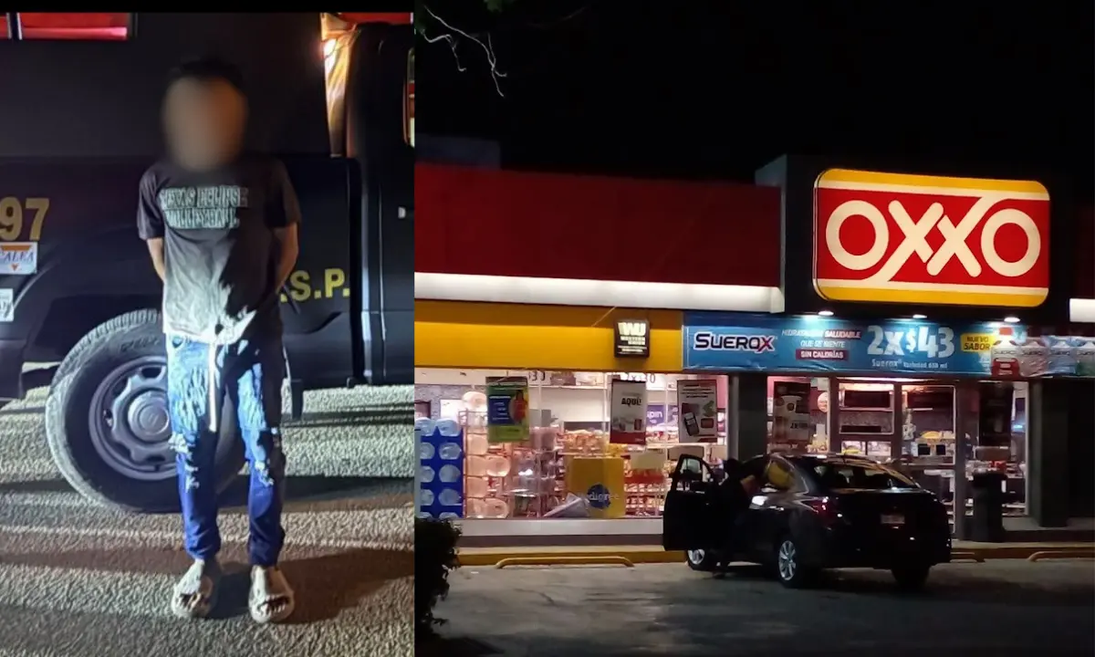 Detenido por robo a una tienda de conveniencia OXXO en Mérida. Foto: SSP Yucatán/Gress