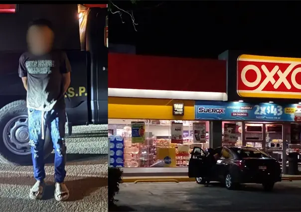 Capturan a joven tabasqueño tras robo con amenazas en un OXXO de Tixcacal, Mérida