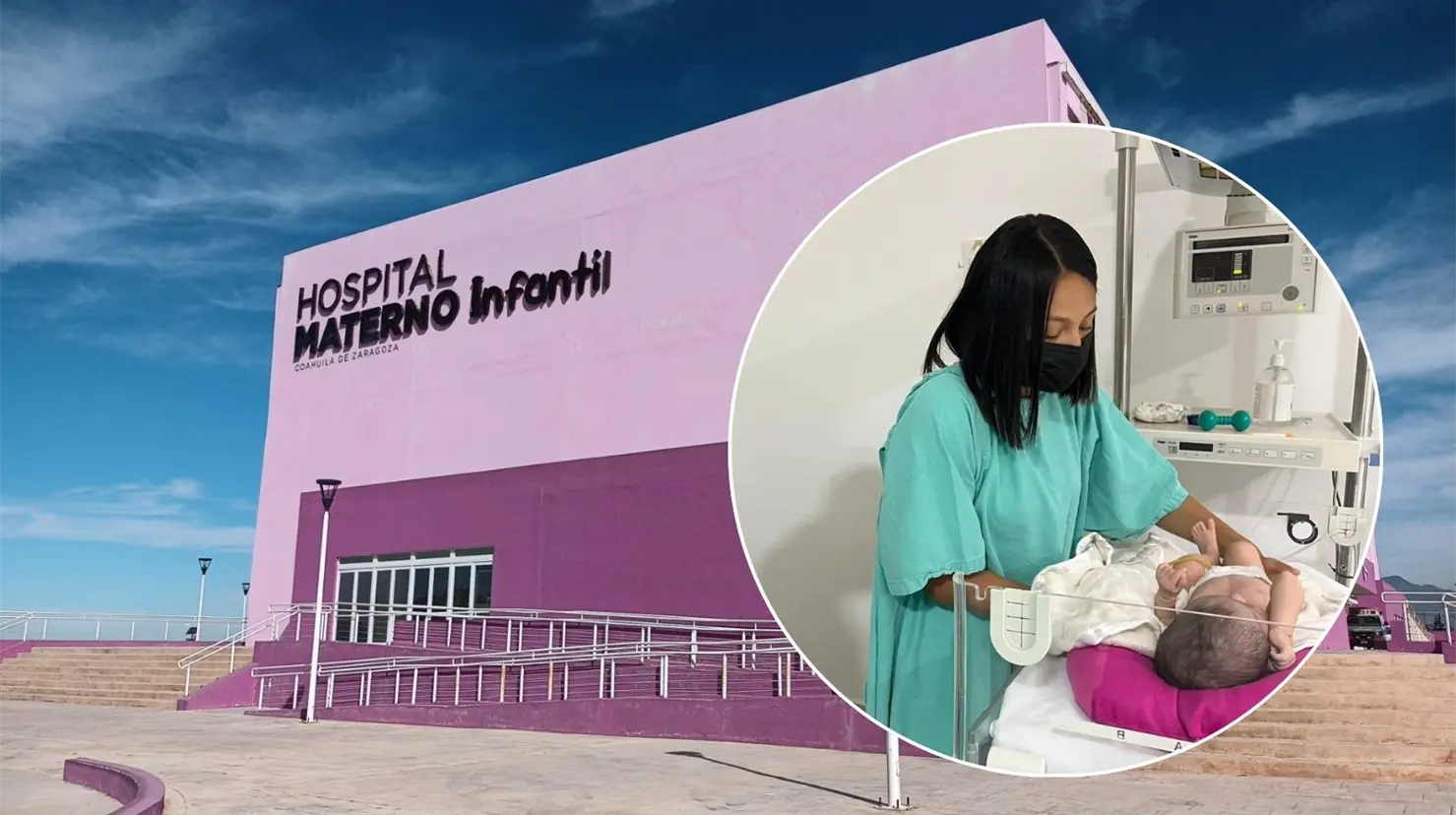 Madre con bebé diagnosticada con leucemia en el Hospital Materno Infantil de Saltillo. (Fotografías: Leslie Delgado)