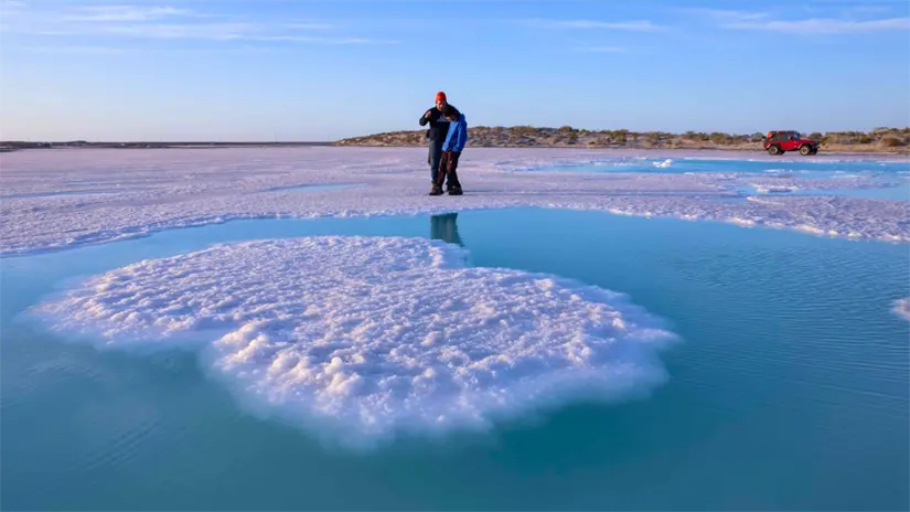Pozas de sal en Guerrero Negro. Foto: @veloceronte / X