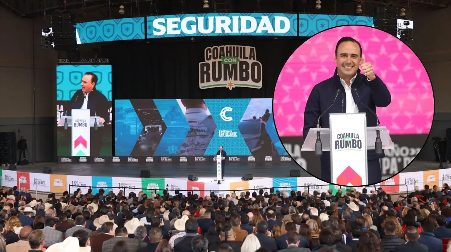 Primer informe de Manolo Jiménez en Saltillo. (Fotografía: Manolo Jiménez)