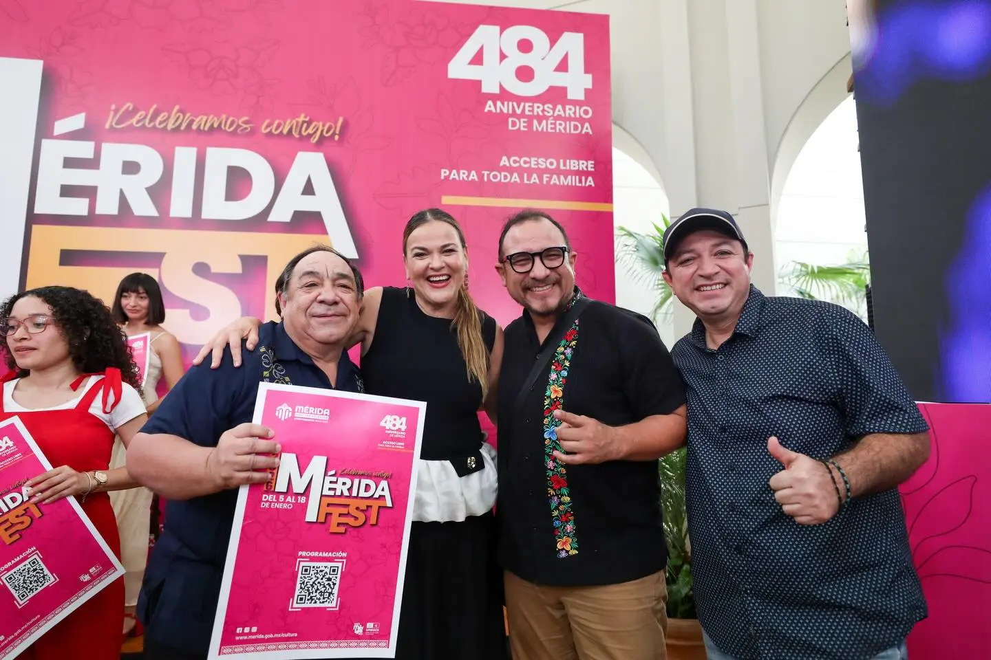 Alcaldesa de Mérida junto a organizadores del Mérida Fest 2026. Foto: CeciliaPatrónL